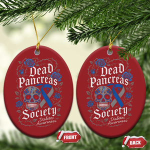 Funny Diabetes Type 1 Awareness Christmas Ornament Dead Pancreas Society Sugar Skull TS10 Oval Red Print Your Wear