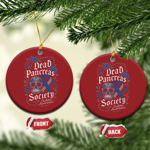 Funny Diabetes Type 1 Awareness Christmas Ornament Dead Pancreas Society Sugar Skull TS10 Circle Red Print Your Wear