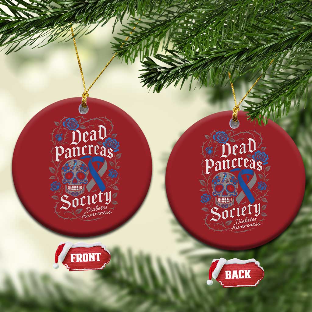 Funny Diabetes Type 1 Awareness Christmas Ornament Dead Pancreas Society Sugar Skull TS10 Circle Red Print Your Wear