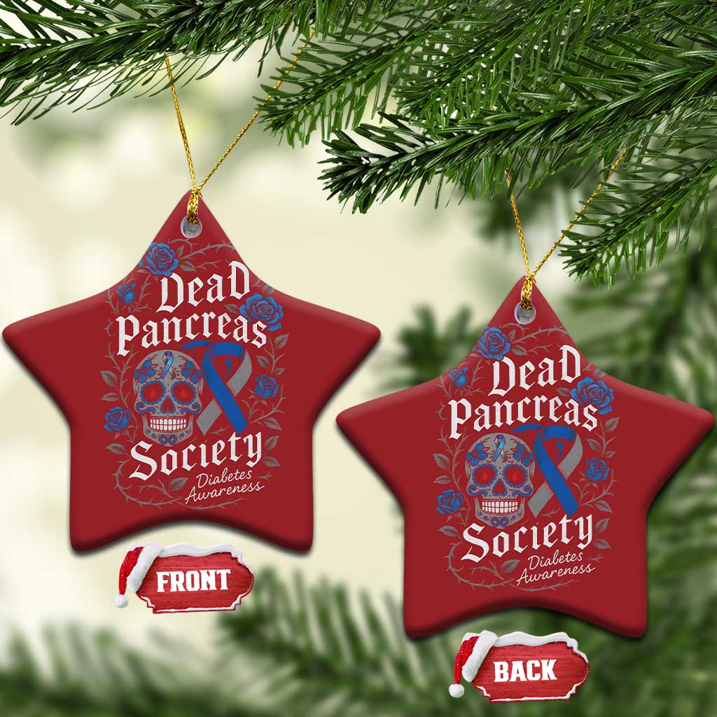 Funny Diabetes Type 1 Awareness Christmas Ornament Dead Pancreas Society Sugar Skull TS10 Star Red Print Your Wear
