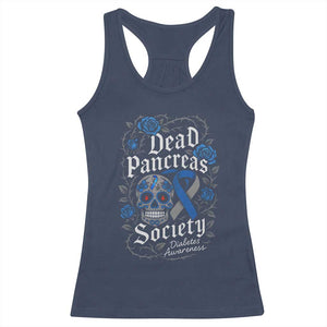 Funny Diabetes Type 1 Awareness Racerback Tank Top Dead Pancreas Society Sugar Skull TS10 Navy Print Your Wear