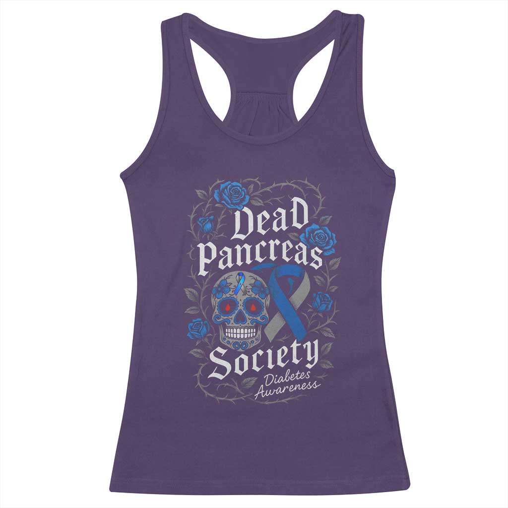 Funny Diabetes Type 1 Awareness Racerback Tank Top Dead Pancreas Society Sugar Skull TS10 Purple Print Your Wear