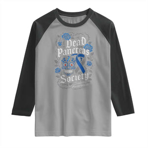 Funny Diabetes Type 1 Awareness Raglan Shirt Dead Pancreas Society Sugar Skull TS10 Sport Gray Black Print Your Wear
