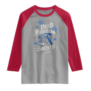 Funny Diabetes Type 1 Awareness Raglan Shirt Dead Pancreas Society Sugar Skull TS10 Sport Gray Red Print Your Wear