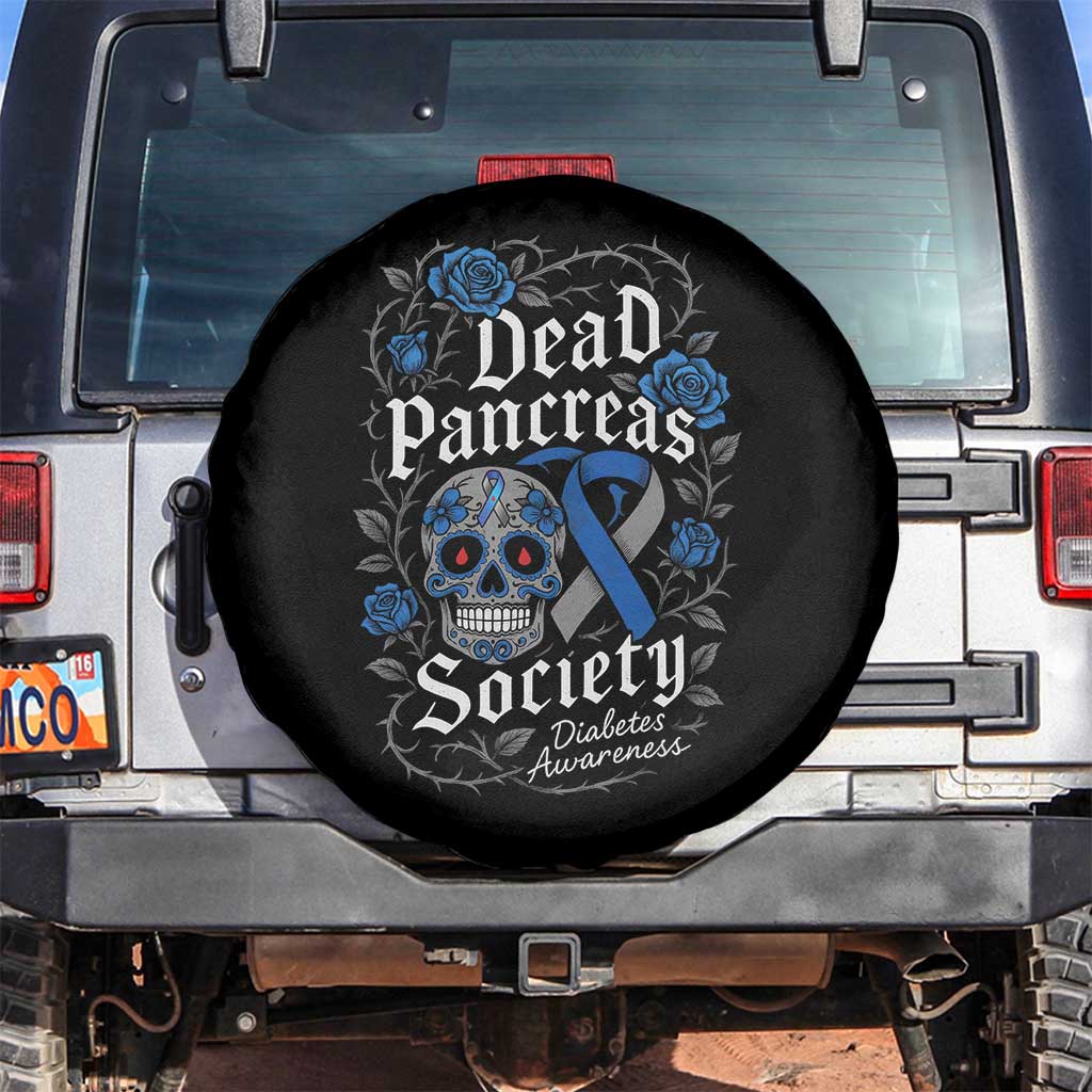 Funny Diabetes Type 1 Awareness Spare Tire Cover Dead Pancreas Society Sugar Skull TS10 No hole Black Print Your Wear