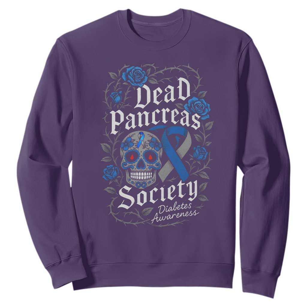 Funny Diabetes Type 1 Awareness Sweatshirt Dead Pancreas Society Sugar Skull TS10 Purple Print Your Wear