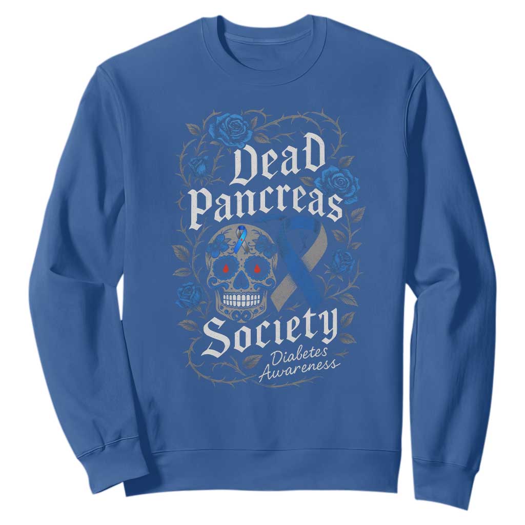 Funny Diabetes Type 1 Awareness Sweatshirt Dead Pancreas Society Sugar Skull TS10 Royal Blue Print Your Wear