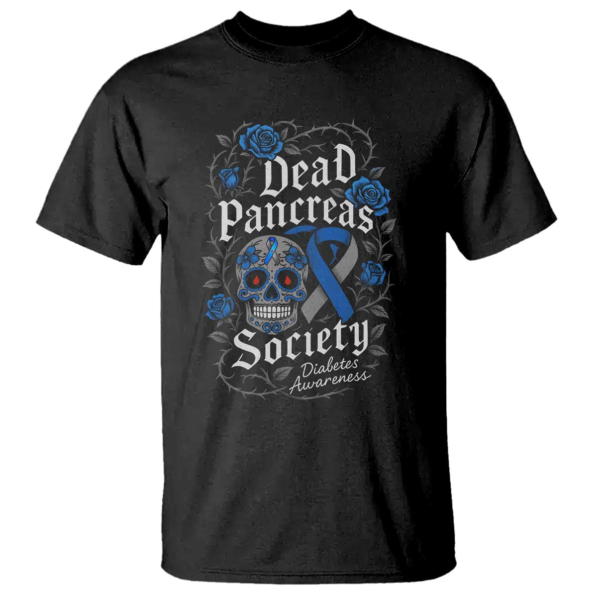 Funny Diabetes Type 1 Awareness T Shirt Dead Pancreas Society Sugar Skull TS10 Black Print Your Wear