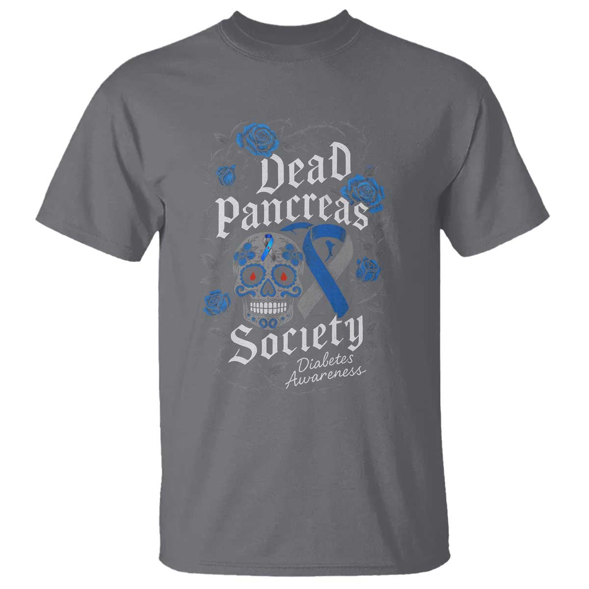 Funny Diabetes Type 1 Awareness T Shirt Dead Pancreas Society Sugar Skull TS10 Charcoal Print Your Wear
