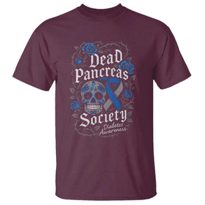 Funny Diabetes Type 1 Awareness T Shirt Dead Pancreas Society Sugar Skull TS10 Maroon Print Your Wear