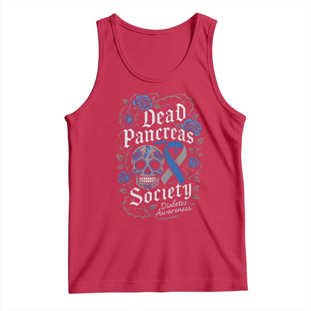 Funny Diabetes Type 1 Awareness Tank Top Dead Pancreas Society Sugar Skull TS10 Red Print Your Wear
