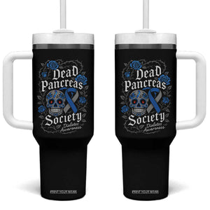 Funny Diabetes Type 1 Awareness Tumbler With Handle Dead Pancreas Society Sugar Skull TS10 One Size: 40 oz Black Print Your Wear