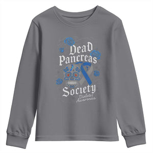 Funny Diabetes Type 1 Awareness Youth Sweatshirt Dead Pancreas Society Sugar Skull TS10 Charcoal Print Your Wear