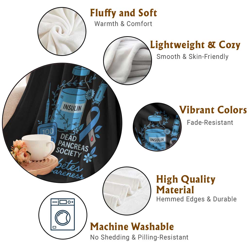 Dead Pancreas Society Throw Blanket Funny Diabetes Awareness Insulin T1D Support TS10 Print Your Wear