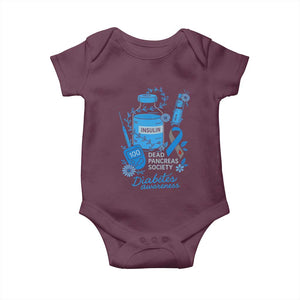 Dead Pancreas Society Baby Onesie Funny Diabetes Awareness Insulin T1D Support TS10 Maroon Print Your Wear