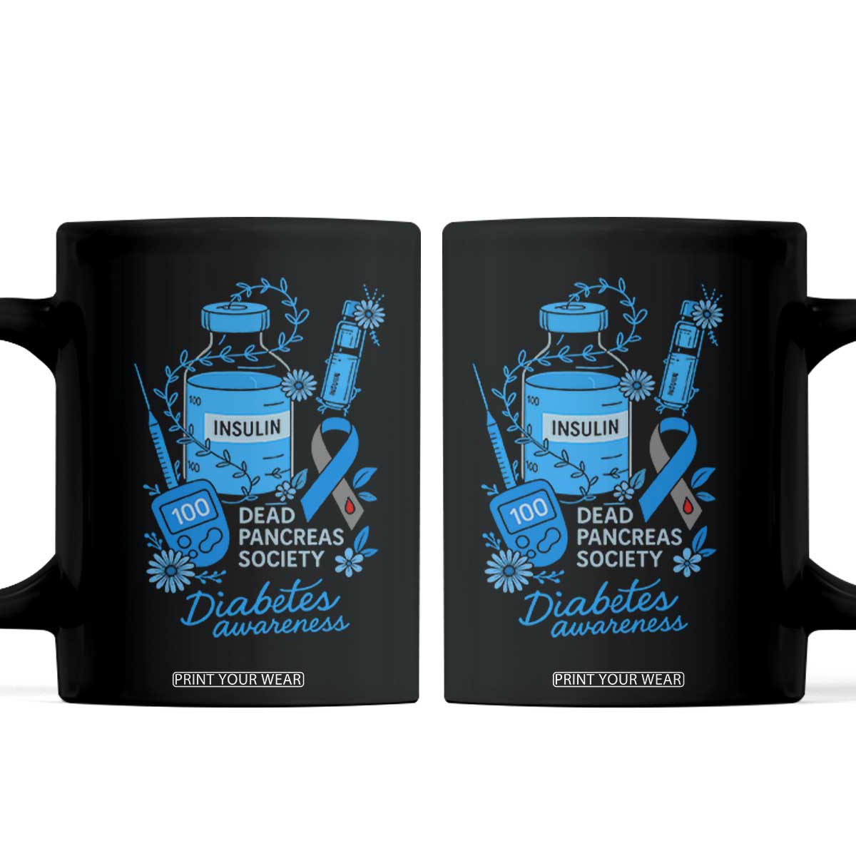 Dead Pancreas Society Coffee Mug Funny Diabetes Awareness Insulin T1D Support TS10 Black Print Your Wear