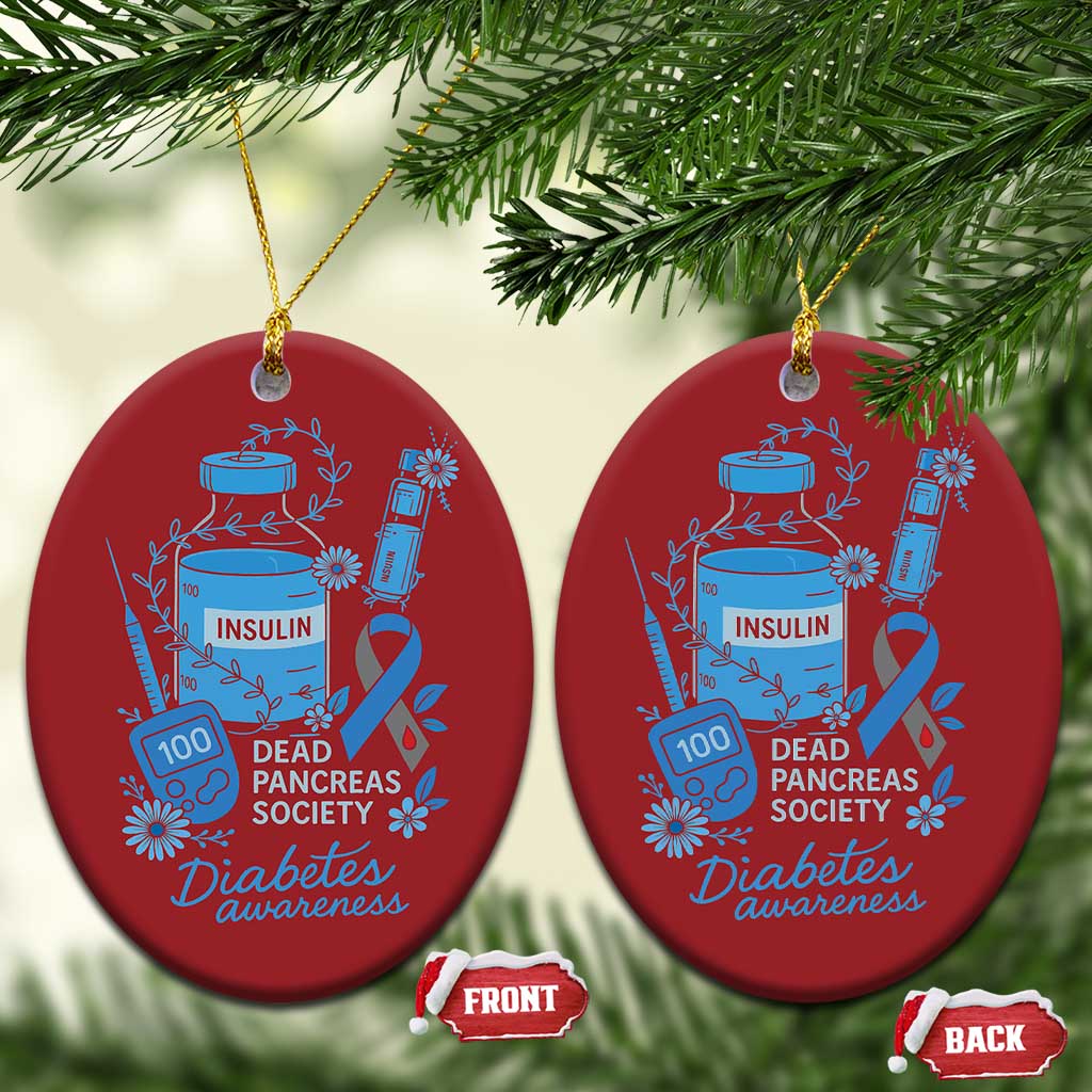 Dead Pancreas Society Christmas Ornament Funny Diabetes Awareness Insulin T1D Support TS10 Oval Red Print Your Wear