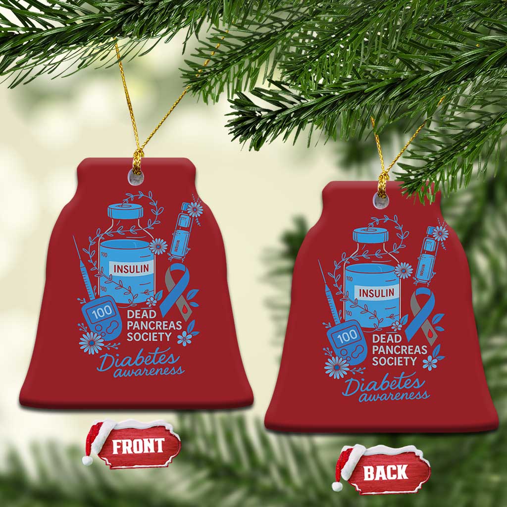 Dead Pancreas Society Christmas Ornament Funny Diabetes Awareness Insulin T1D Support TS10 Bell Flake Red Print Your Wear