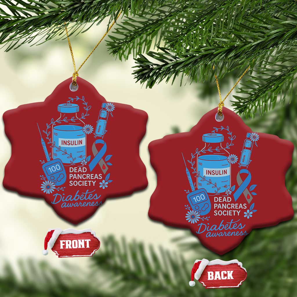 Dead Pancreas Society Christmas Ornament Funny Diabetes Awareness Insulin T1D Support TS10 Snow Flake Red Print Your Wear
