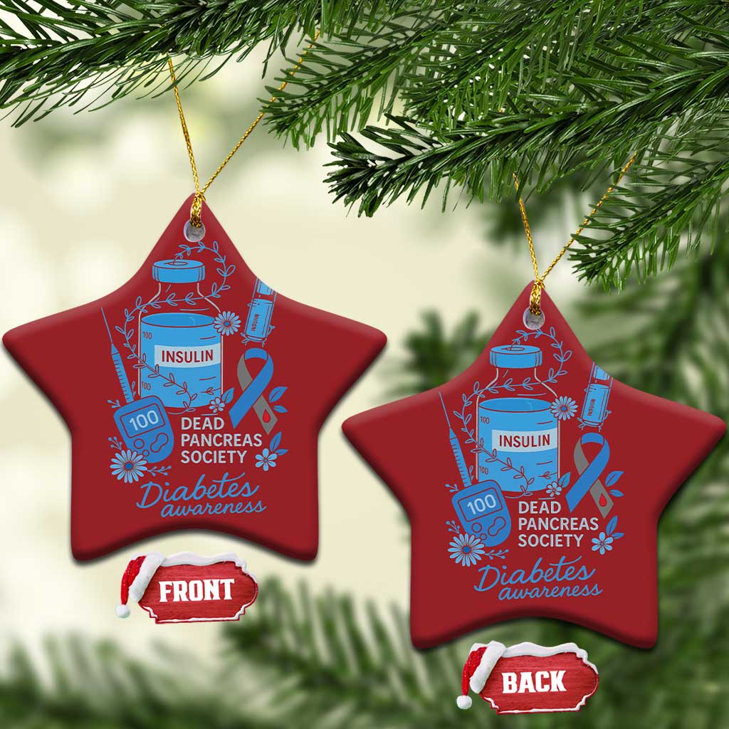 Dead Pancreas Society Christmas Ornament Funny Diabetes Awareness Insulin T1D Support TS10 Star Red Print Your Wear