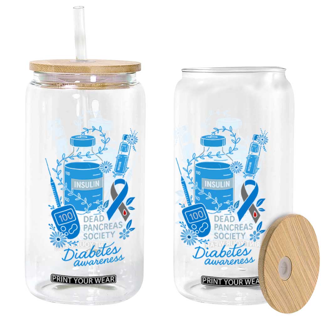 Dead Pancreas Society Glass Can Funny Diabetes Awareness Insulin T1D Support TS10 Print Your Wear