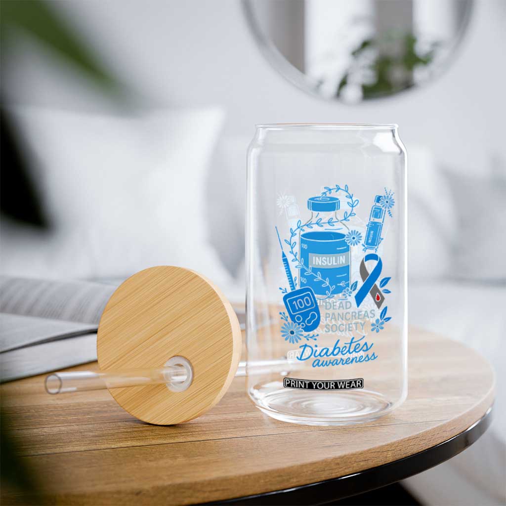 Dead Pancreas Society Glass Can Funny Diabetes Awareness Insulin T1D Support TS10 Print Your Wear