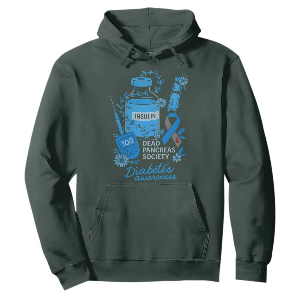 Dead Pancreas Society Hoodie Funny Diabetes Awareness Insulin T1D Support TS10 Dark Forest Green Print Your Wear