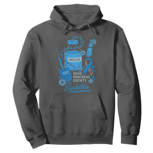 Dead Pancreas Society Hoodie Funny Diabetes Awareness Insulin T1D Support TS10 Dark Heather Print Your Wear