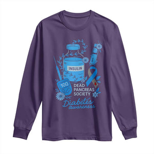 Dead Pancreas Society Long Sleeve Shirt Funny Diabetes Awareness Insulin T1D Support TS10 Purple Print Your Wear