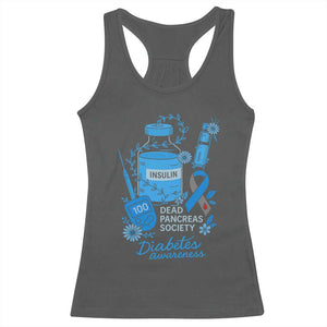 Dead Pancreas Society Racerback Tank Top Funny Diabetes Awareness Insulin T1D Support TS10 Dark Heather Print Your Wear