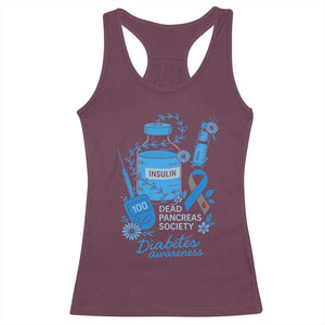 Dead Pancreas Society Racerback Tank Top Funny Diabetes Awareness Insulin T1D Support TS10 Maroon Print Your Wear