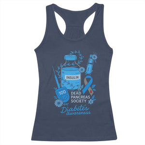 Dead Pancreas Society Racerback Tank Top Funny Diabetes Awareness Insulin T1D Support TS10 Navy Print Your Wear
