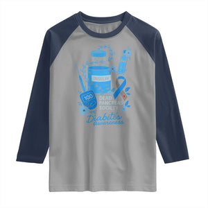 Dead Pancreas Society Raglan Shirt Funny Diabetes Awareness Insulin T1D Support TS10 Sport Gray Navy Print Your Wear