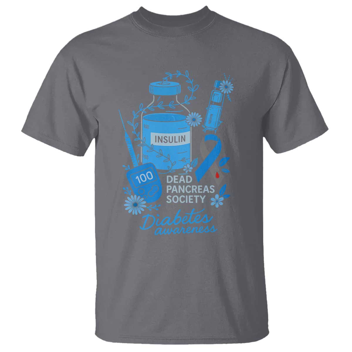 Dead Pancreas Society T Shirt Funny Diabetes Awareness Insulin T1D Support TS10 Charcoal Print Your Wear