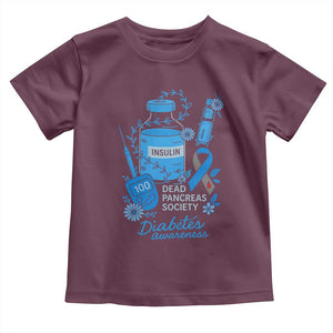 Dead Pancreas Society Toddler T Shirt Funny Diabetes Awareness Insulin T1D Support TS10 Maroon Print Your Wear