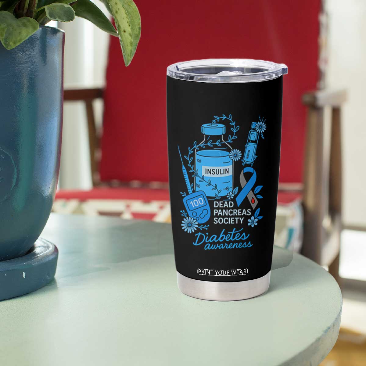 Dead Pancreas Society Tumbler Cup Funny Diabetes Awareness Insulin T1D Support TS10 Print Your Wear