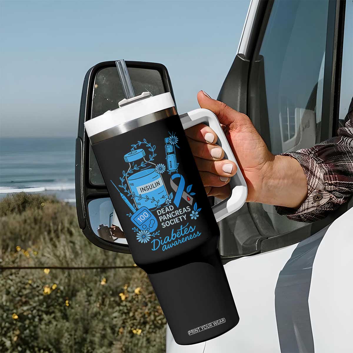 Dead Pancreas Society Tumbler With Handle Funny Diabetes Awareness Insulin T1D Support TS10 Print Your Wear