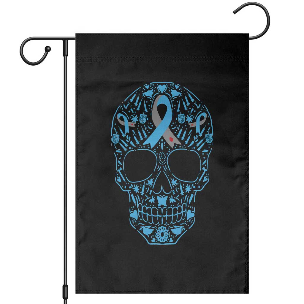 Diabetes Awareness Skull Garden Flag Blue Ribbon T1D Support Sugar Skull TS10 Black Print Your Wear