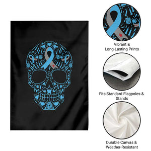 Diabetes Awareness Skull Garden Flag Blue Ribbon T1D Support Sugar Skull TS10 Print Your Wear