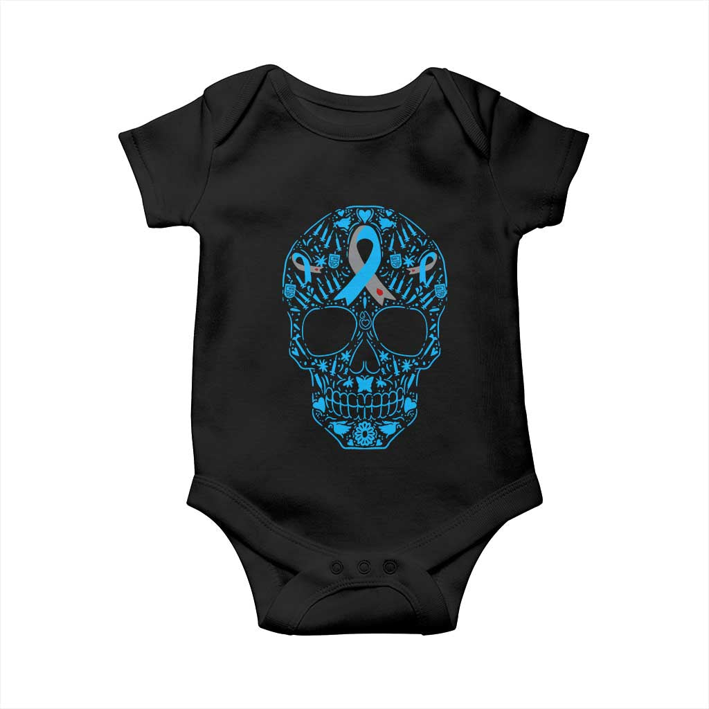 Diabetes Awareness Skull Baby Onesie Blue Ribbon T1D Support Sugar Skull TS10 Black Print Your Wear