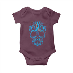 Diabetes Awareness Skull Baby Onesie Blue Ribbon T1D Support Sugar Skull TS10 Maroon Print Your Wear