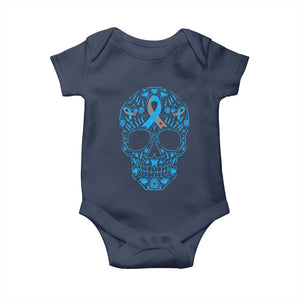 Diabetes Awareness Skull Baby Onesie Blue Ribbon T1D Support Sugar Skull TS10 Navy Print Your Wear