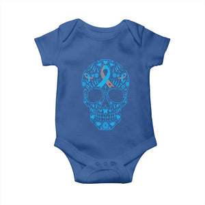 Diabetes Awareness Skull Baby Onesie Blue Ribbon T1D Support Sugar Skull TS10 Royal Blue Print Your Wear