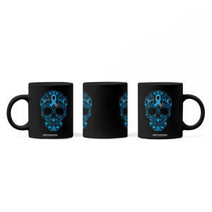 Diabetes Awareness Skull Coffee Mug Blue Ribbon T1D Support Sugar Skull TS10 Print Your Wear