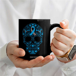 Diabetes Awareness Skull Coffee Mug Blue Ribbon T1D Support Sugar Skull TS10 Print Your Wear
