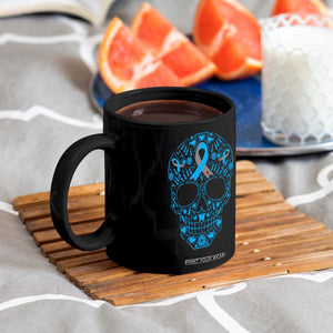 Diabetes Awareness Skull Coffee Mug Blue Ribbon T1D Support Sugar Skull TS10 Print Your Wear