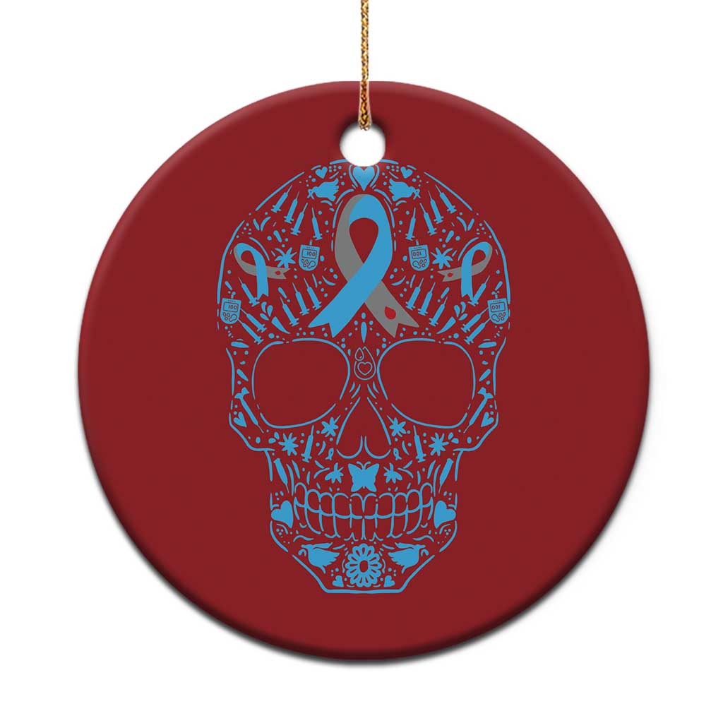 Diabetes Awareness Skull Christmas Ornament Blue Ribbon T1D Support Sugar Skull TS10 Print Your Wear
