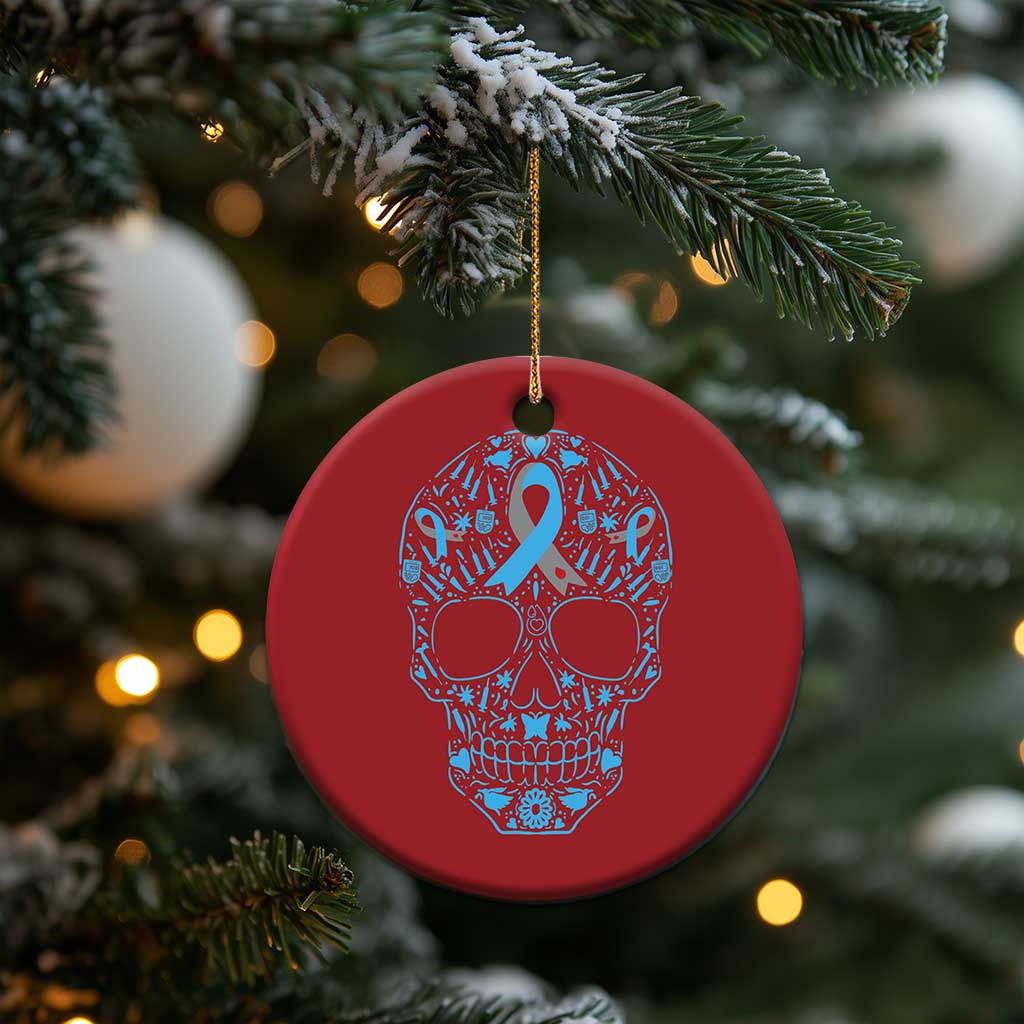 Diabetes Awareness Skull Christmas Ornament Blue Ribbon T1D Support Sugar Skull TS10 Print Your Wear