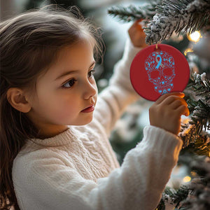 Diabetes Awareness Skull Christmas Ornament Blue Ribbon T1D Support Sugar Skull TS10 Print Your Wear