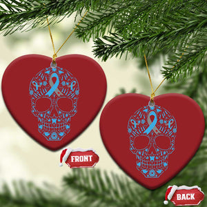 Diabetes Awareness Skull Christmas Ornament Blue Ribbon T1D Support Sugar Skull TS10 Heart Red Print Your Wear